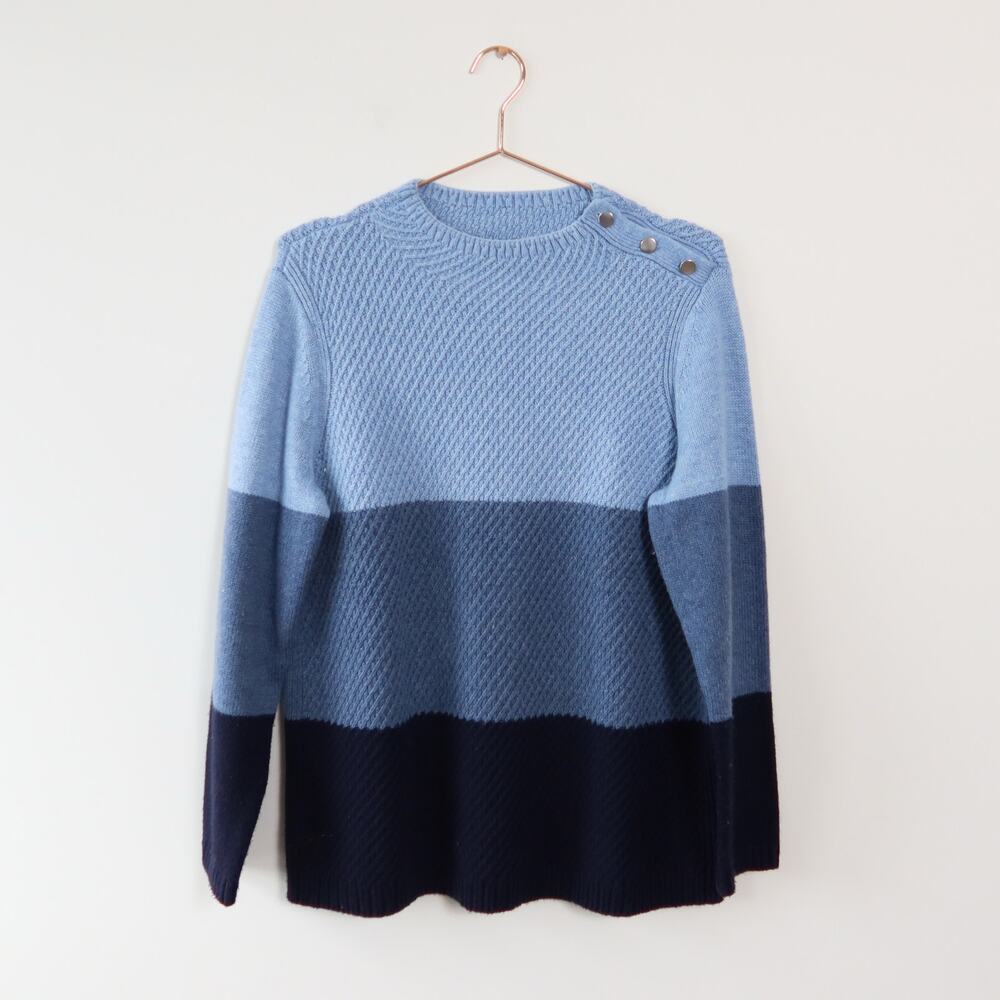 Talbots Color Block Preppy Knit Sweater Size Petite Large